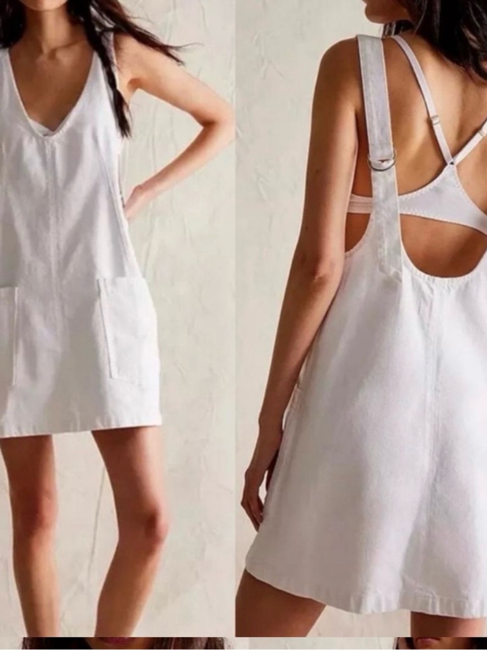 Free People Women's White Sleeveless Pinafore Dress
